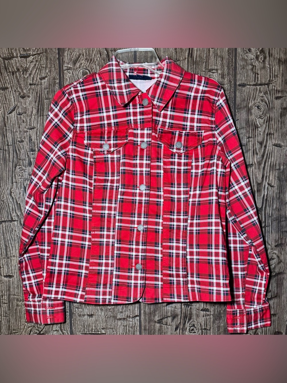Charter Club Red Plaid Button-Front Shirt Jacket